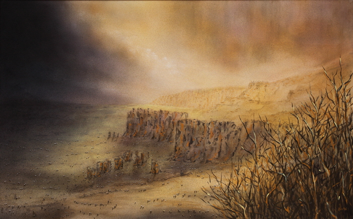 Die große Steppe, Acryl / Nessel, 100 x 160 cm, 1996